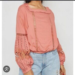 Topshop croqueted sleeve blouse